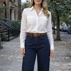 Zara Slouchy Wide Leg Jeans in Deep Indigo